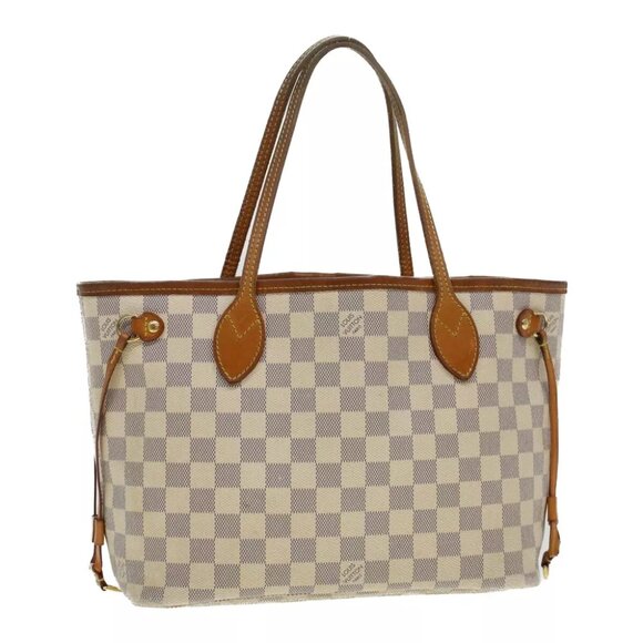 LOUIS VUITTON Damier Azur Neverfull PM Tote Bag N41362 LV Auth yk7364B - Picture 1 of 16